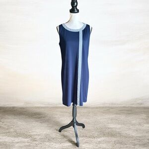 NWT Trouble at the Mill Chic Navy Sleeveless Midi Dress with Stripe Accent M